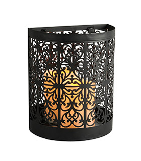 Black cutout LED sconce lantern